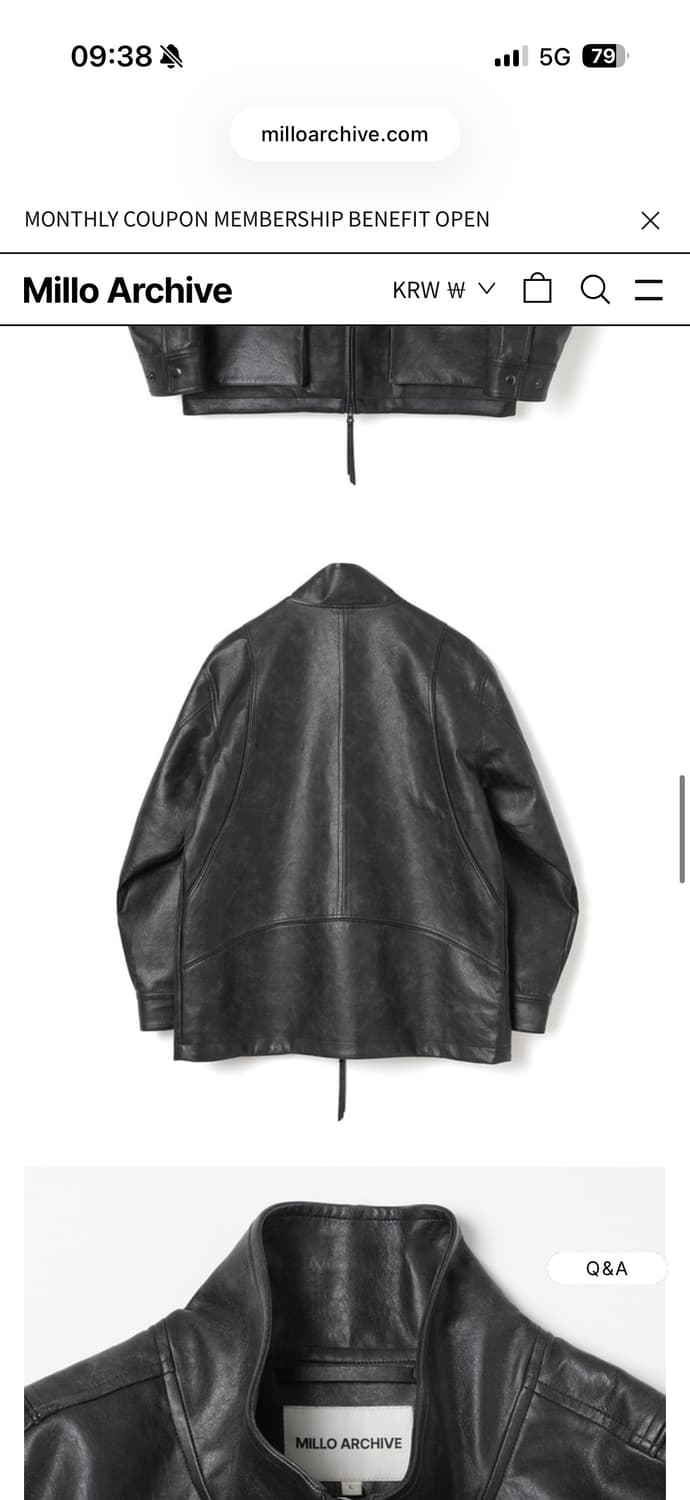 [밀로 아카이브] 빈티지 미들 가죽 재킷 페이드 블랙 M 상품이미지2