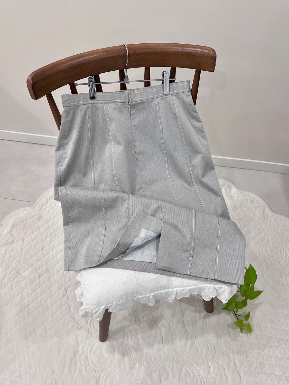 쿠레쥬 블루 그레이 핀스트라이프 스커트 꾸레쥬 상품이미지3