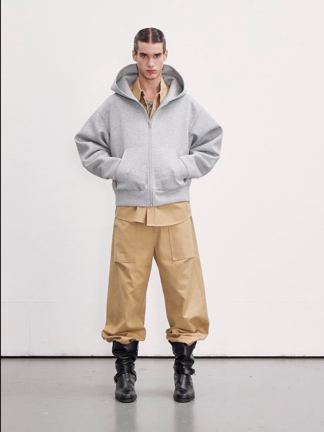 [OS] 렉토 재패니즈 네오프랜 로고 패치 후드집업 멜란지 그레이 상품이미지6