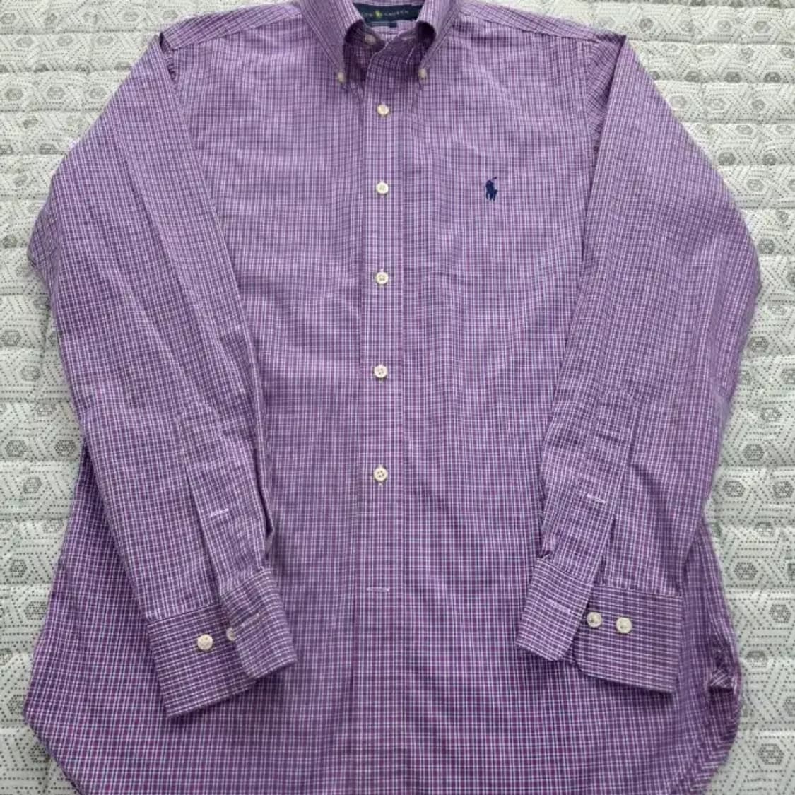 폴로 랄프로렌 퍼플 체크 셔츠 남성 95~100 상품이미지5