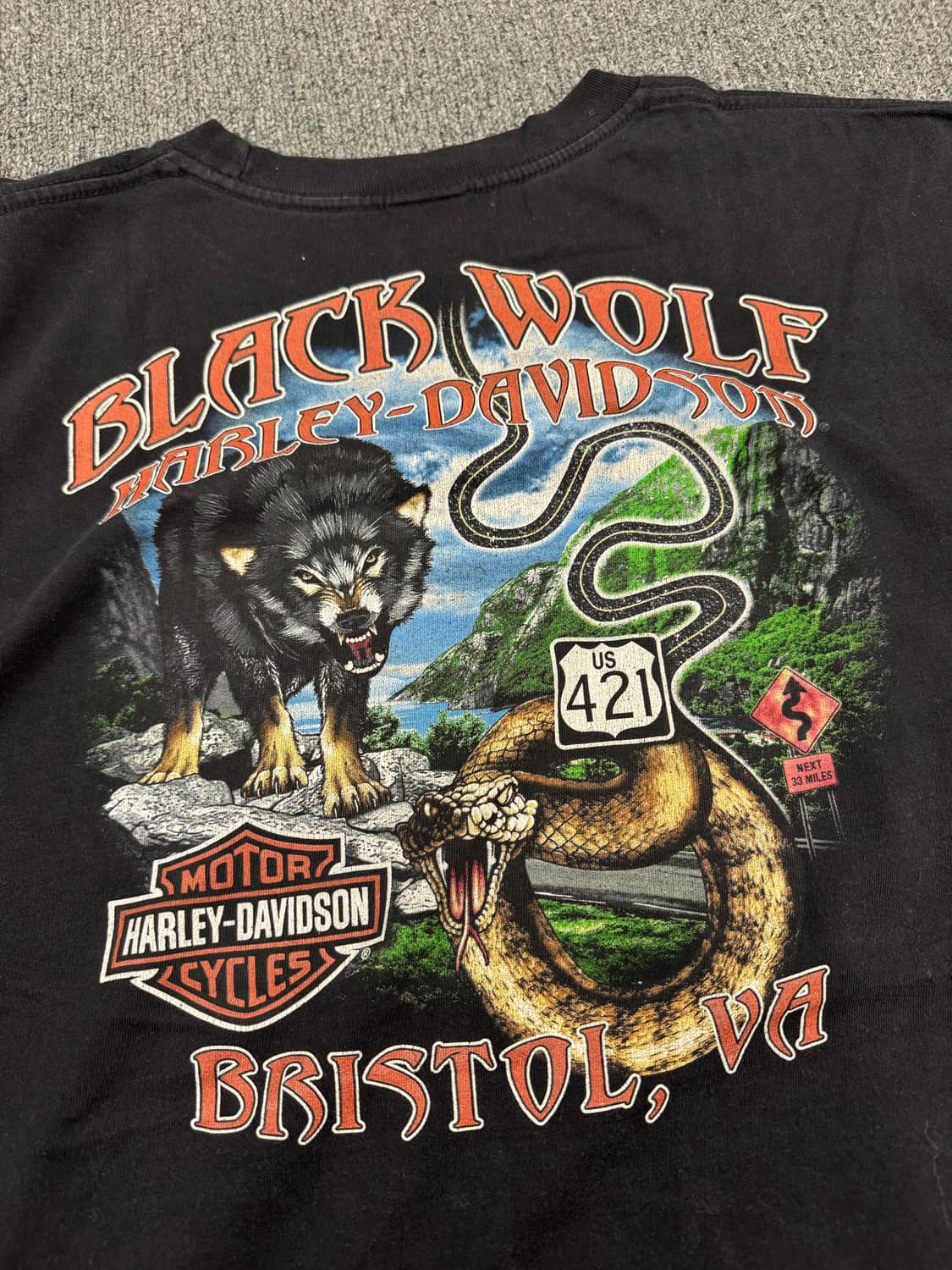 3XL)할리데이비슨 빈티지 프린팅 Bristol 반팔(핀홀) 상품이미지6