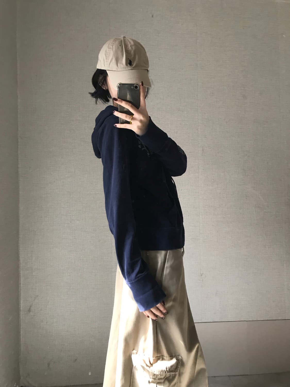 폴로 네이비 사이드 로고 후드집업 상품이미지4