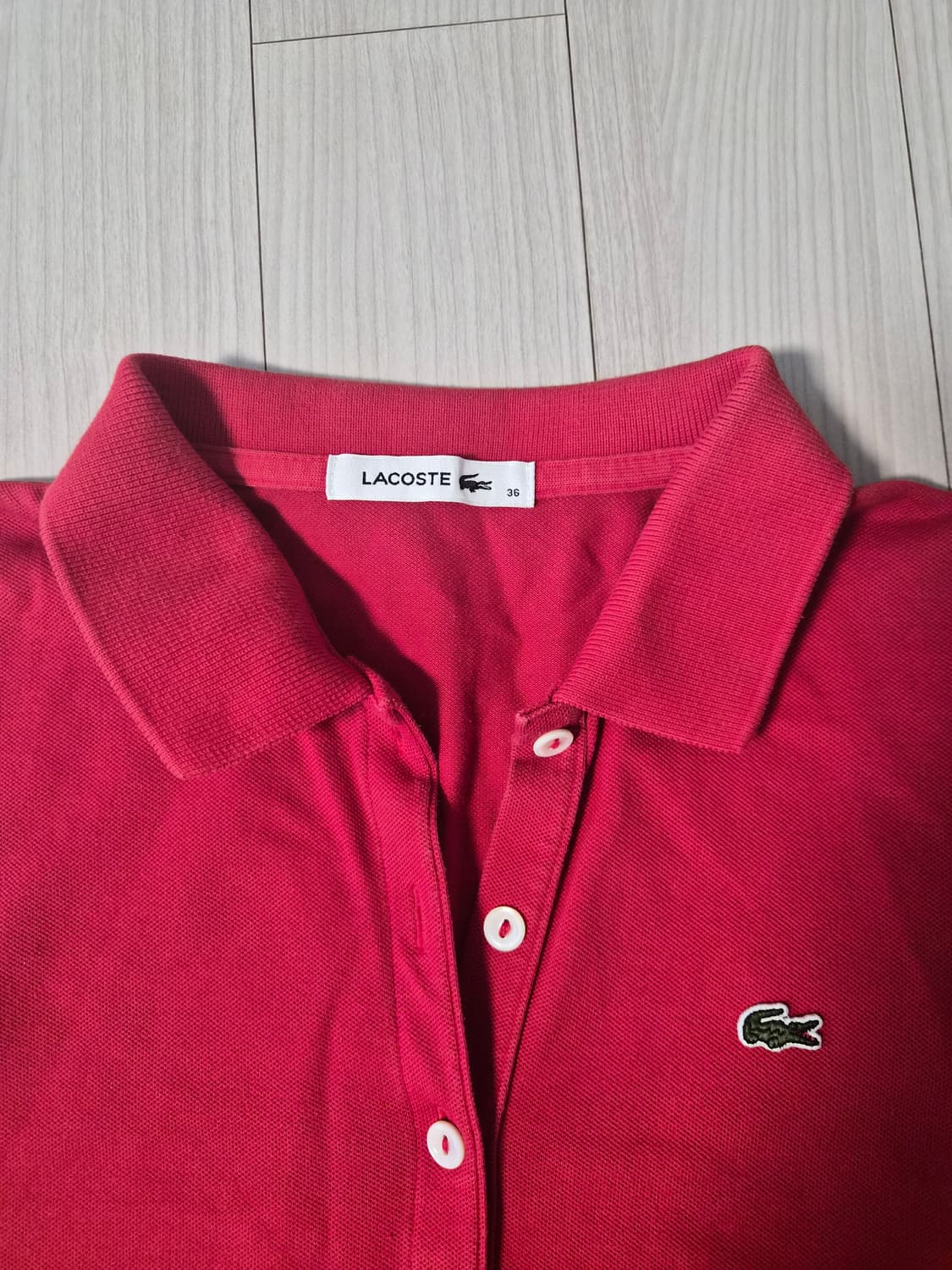 [라코스테] 여성 슬림핏 반팔 피케 원피스 (레드) 상품이미지4