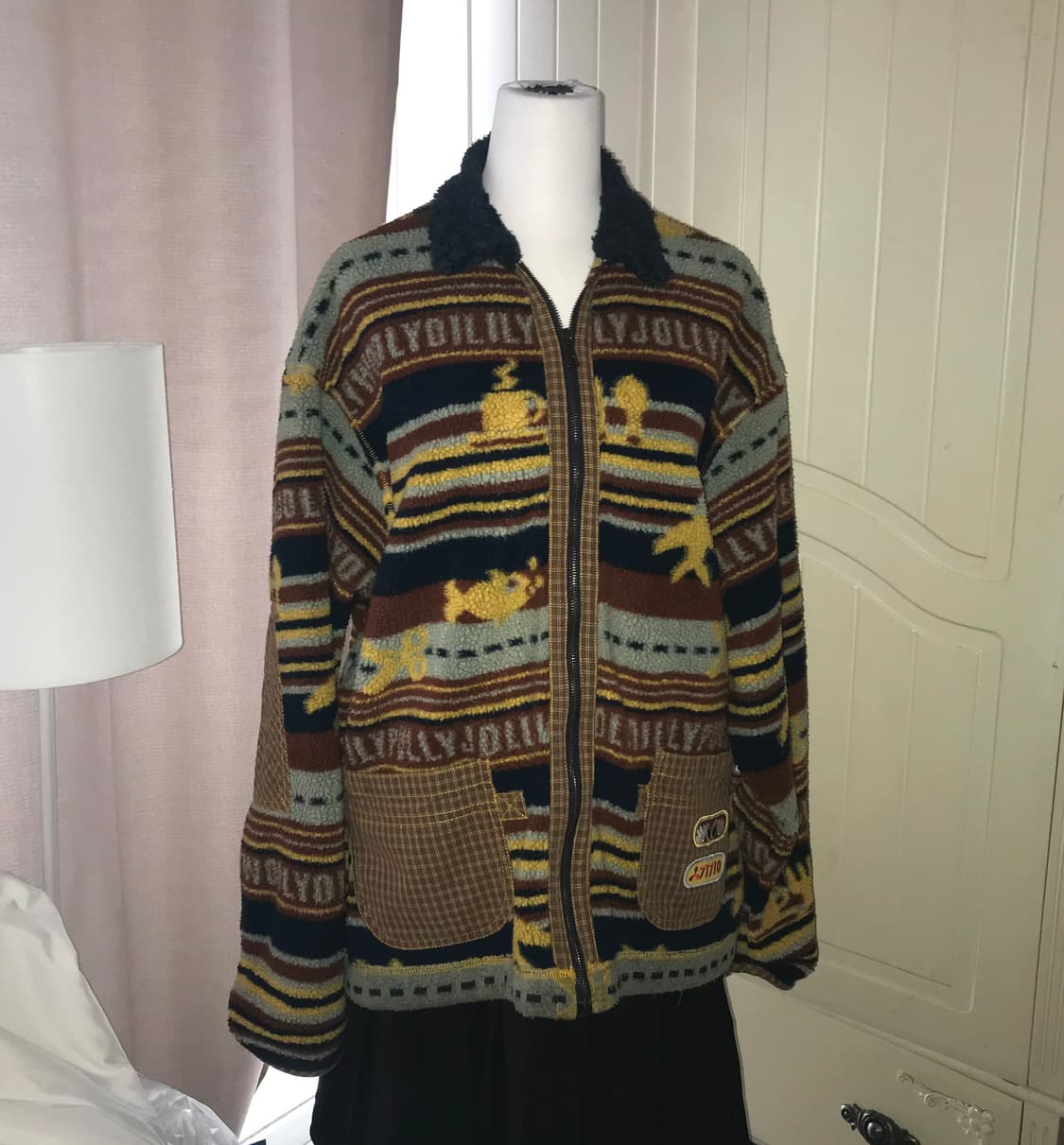 빈티지 보헤미안st 뽀글 카라 후리스 자켓 M 상품이미지4