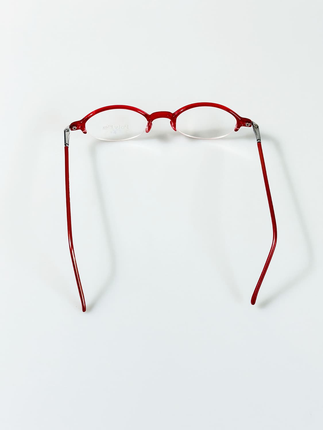 90s POLY FLEX 레드 뿔테 오벌 반무테 빈티지 안경 상품이미지5