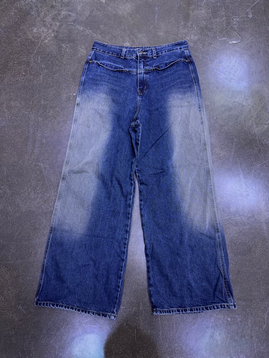 마뗑킴 포 맨 사이드 브러쉬 워시드 와이드 핏 데님팬츠 L 상품이미지1