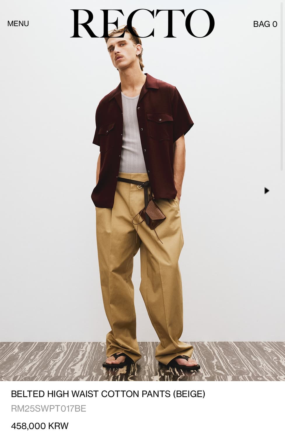 렉토 25ss 하이웨스트 코튼 팬츠 m size 상품이미지1