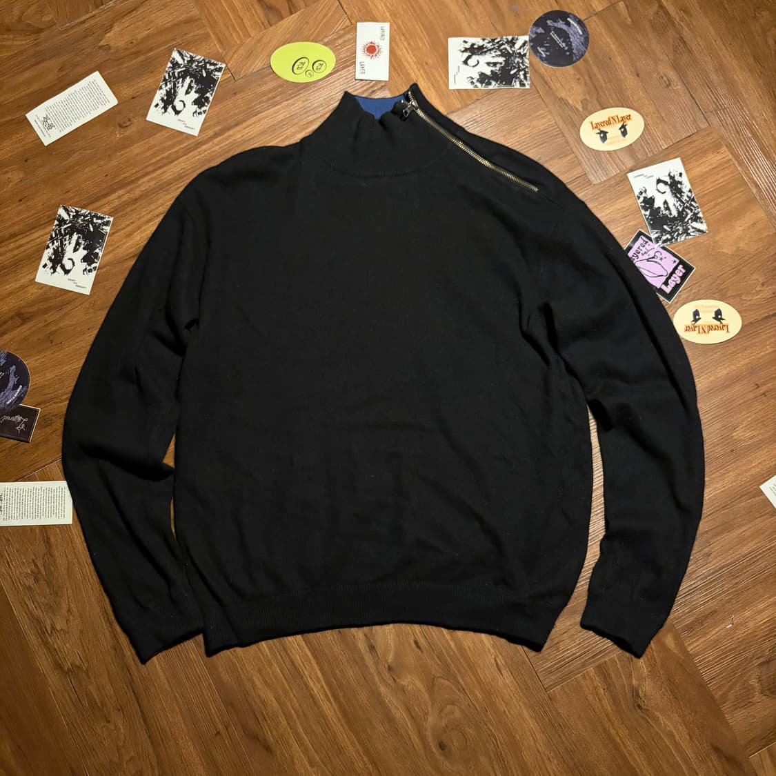 ARMANI EXCHANGE 넥 사이드 집업 니트 블루 상품이미지2