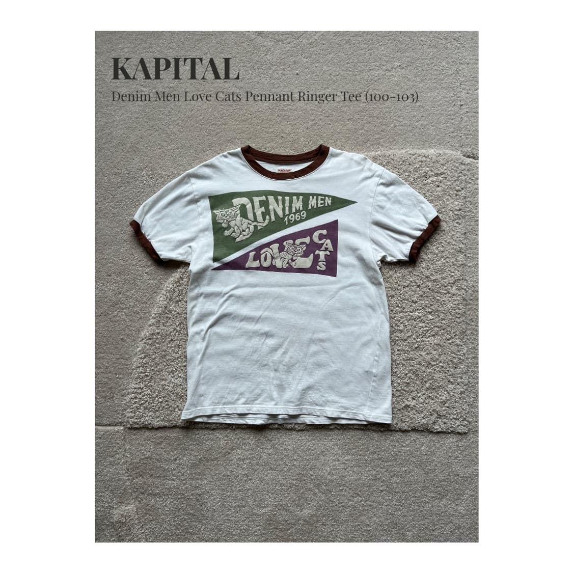 KAPITAL 데님맨 러브캣 링거 티셔츠 (100-103) 상품이미지1