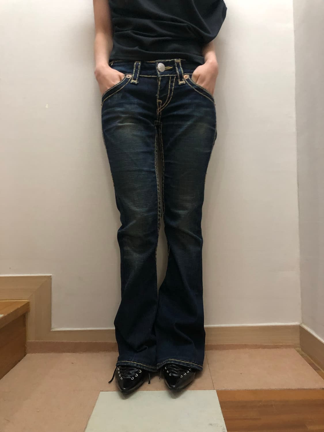 빈티지 트루릴리젼 옐로우 스티치 팬츠 상품이미지3