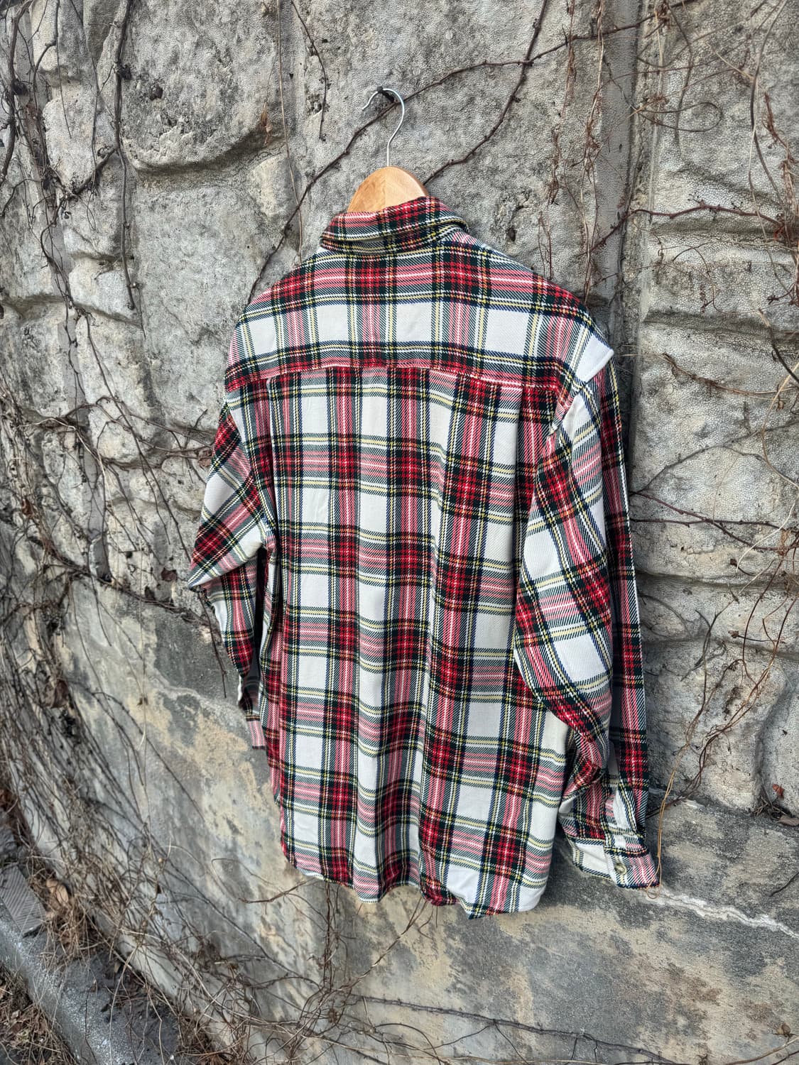 80s 멀티메이트 체크 배색 플란넬 셔츠 L 상품이미지4