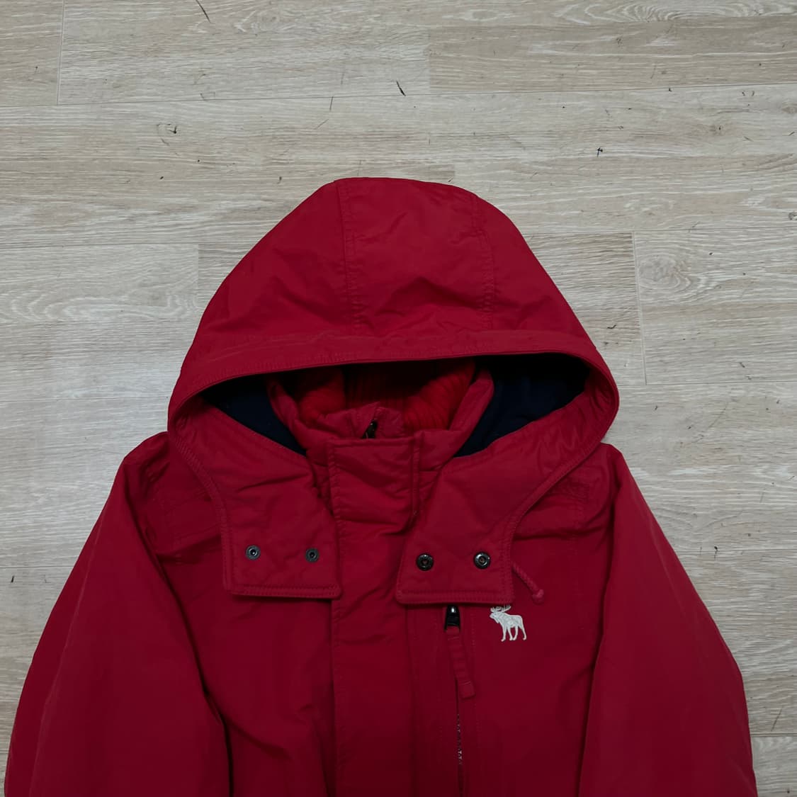 아베크롬비 여성 니트 트리밍넥 후드 바람막이 점퍼 [레드] L/100 상품이미지2