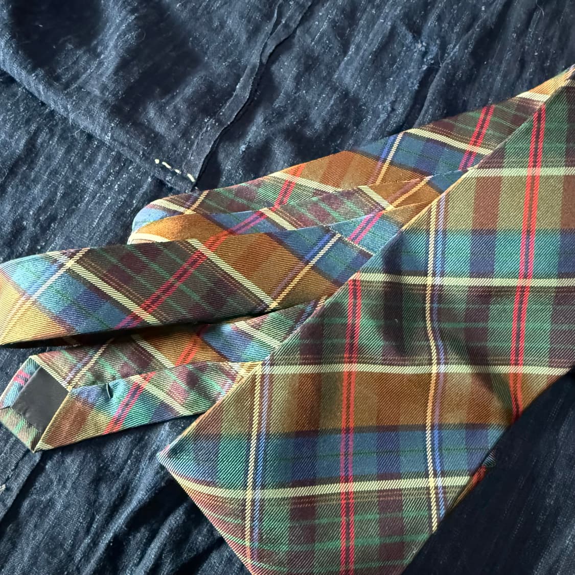 00‘s 폴로 랄프로렌 스트라이프 체크 패턴 실크타이 상품이미지3