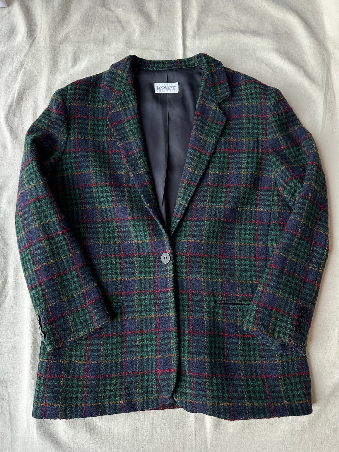 랜즈엔드 made in USA 타탄체크 울 원버튼 블레이저 10 상품이미지2