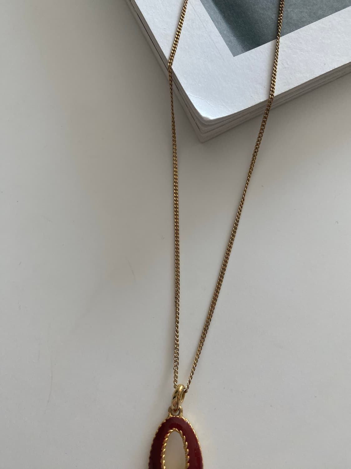 골드 체인 버건디 펜던트 목걸이  c est bien (sr) 상품이미지4