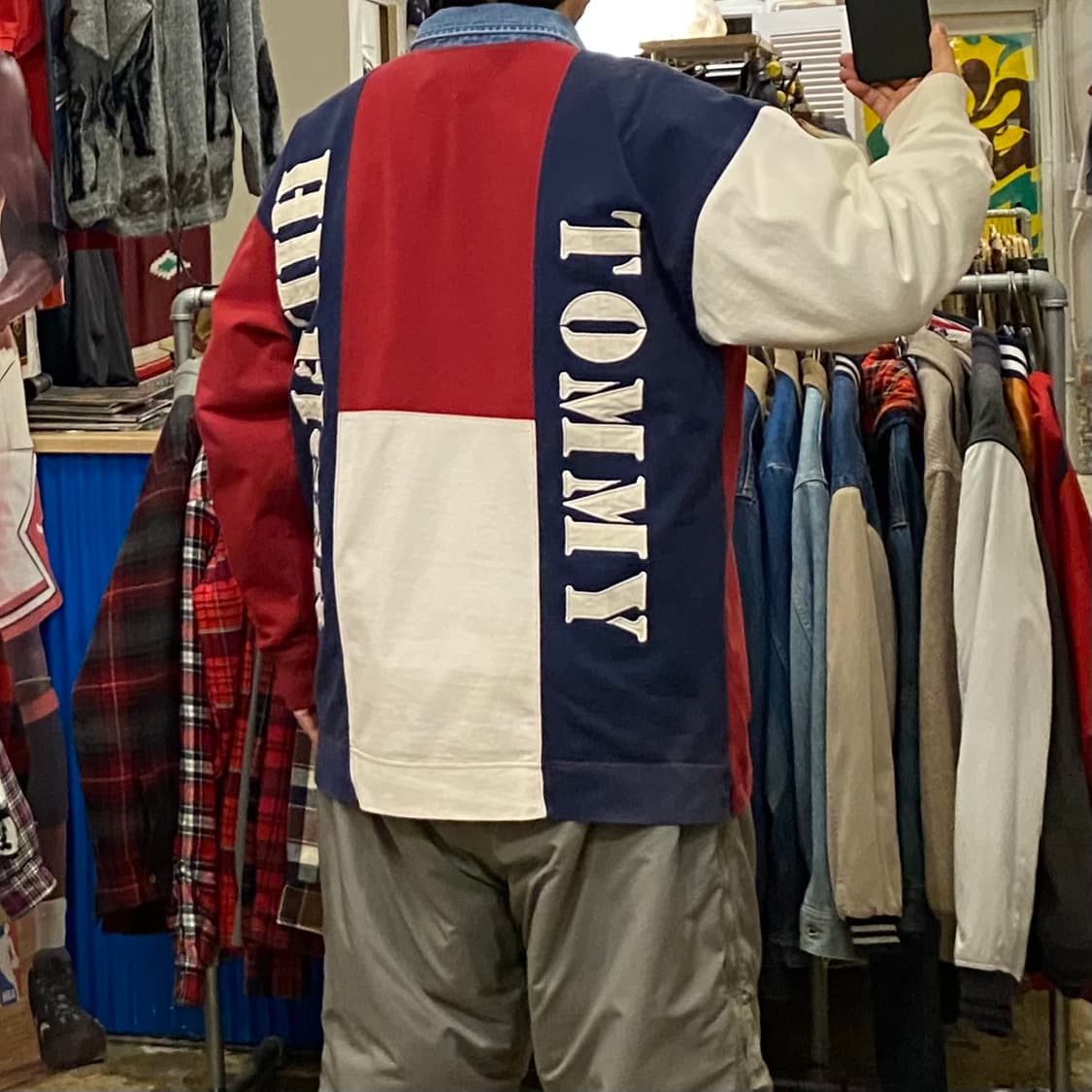 대장급)90s USA 타미힐피거 올드스쿨 빅로고 럭비티 상품이미지2