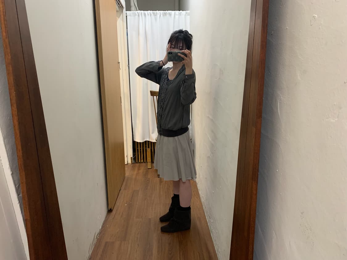 코이세이오 더블 셔링 스커트 그레이 1사이즈 상품이미지1