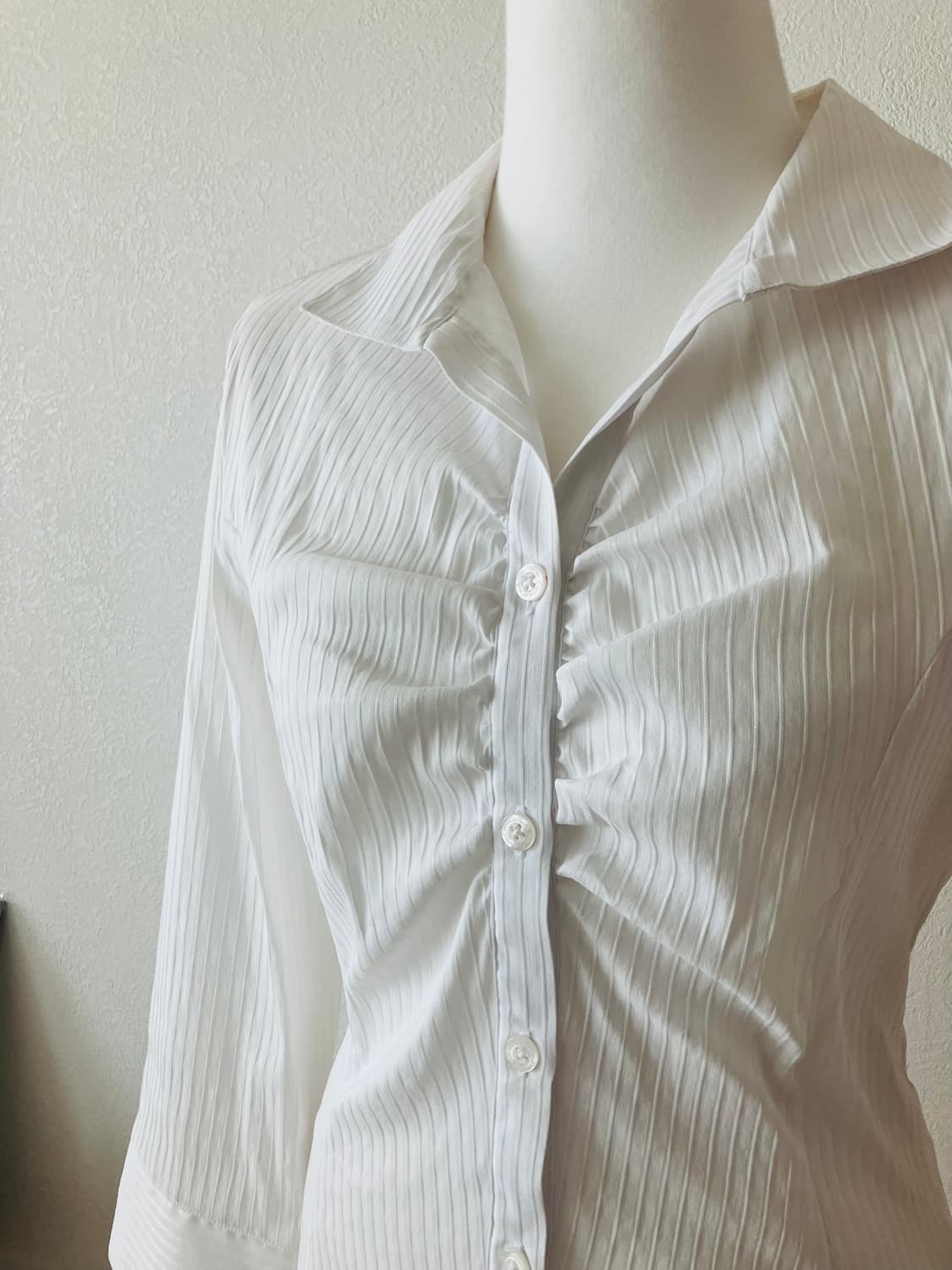 naracamicie 화이트 스트라이프 셔츠 슬림핏 셔츠 공겜여주 긱시크 상품이미지2