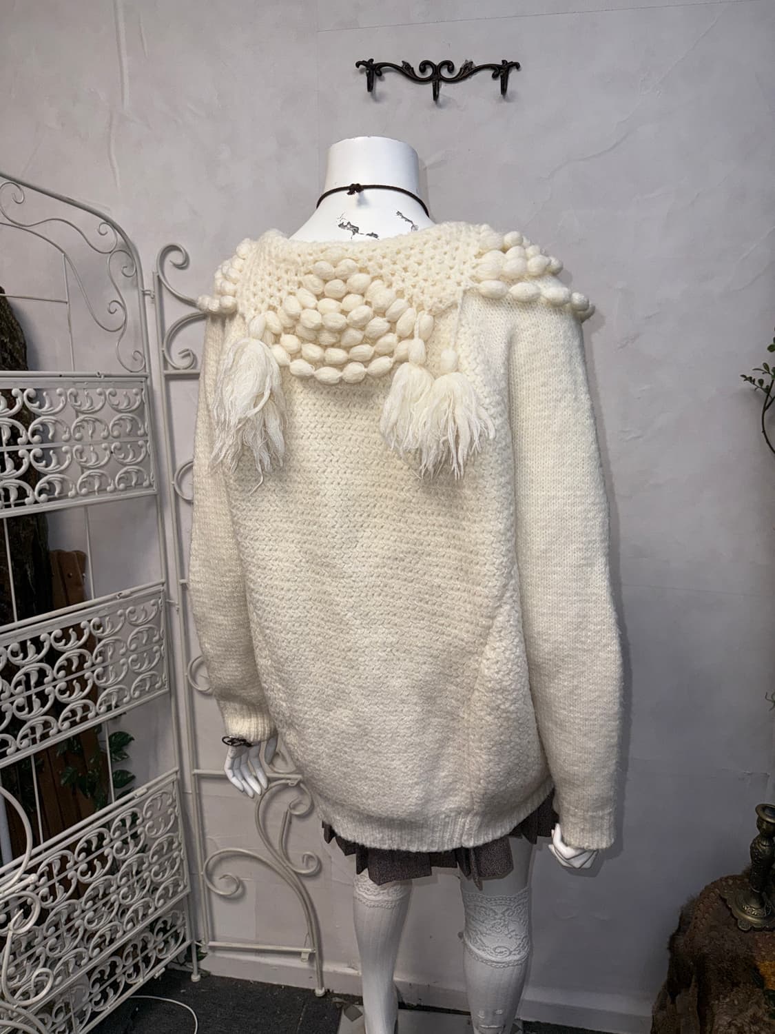 O’2ND ivory knit ball tassel wool 가디건 상품이미지7