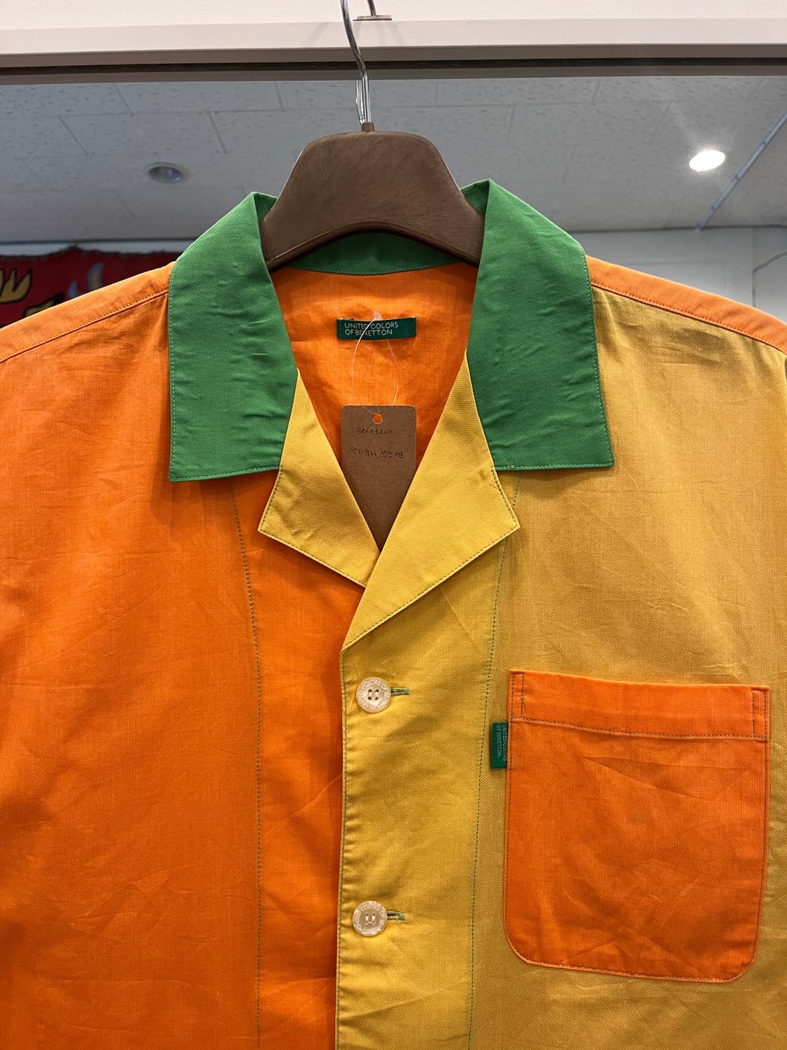 Benetton 베네통 멀티 컬러 오픈 카라 반팔 셔츠  상품이미지3