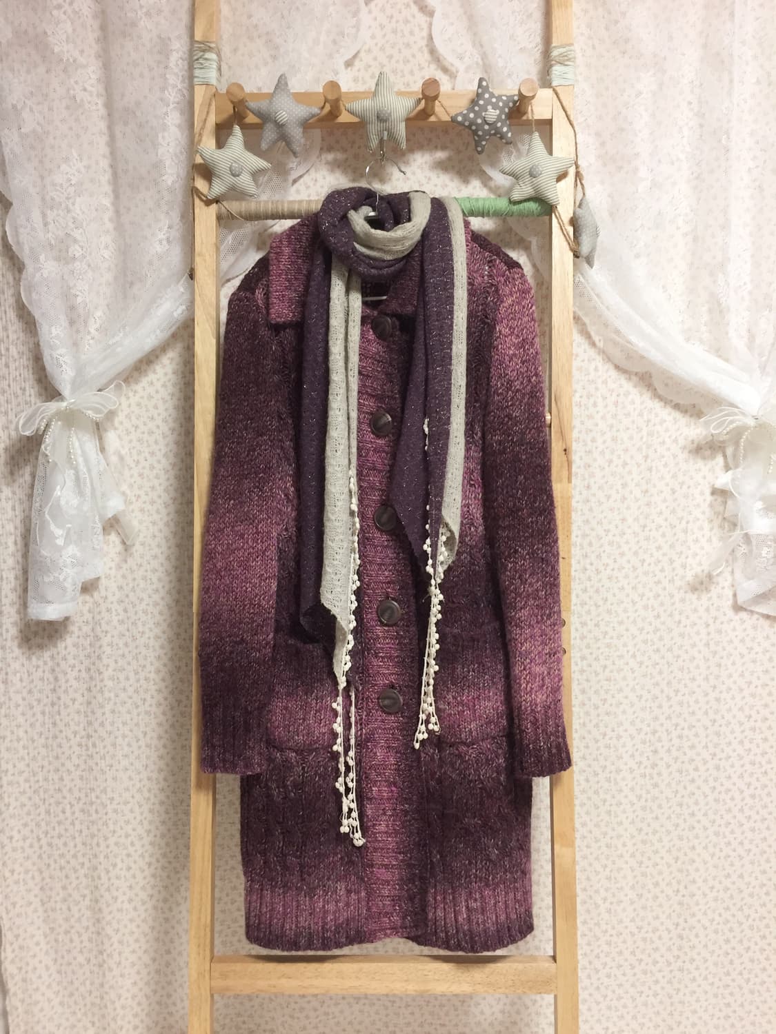 빈티지 모리걸 미안하다사랑한다 은채깔 오로라 니트가디건 상품이미지4