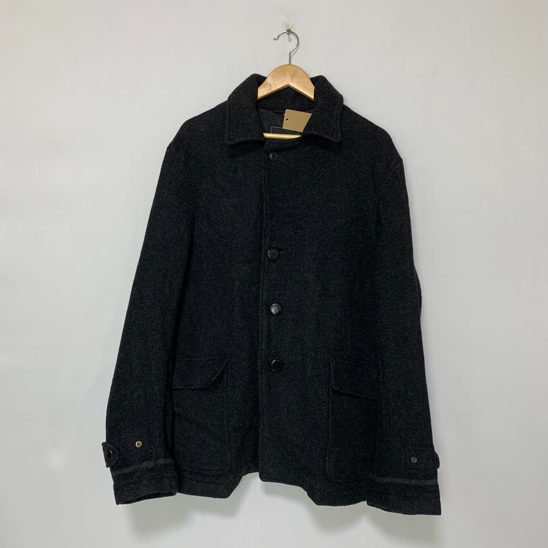 아비렉스 빈티지 차콜 버튼 모직 숏코트 L 상품이미지1