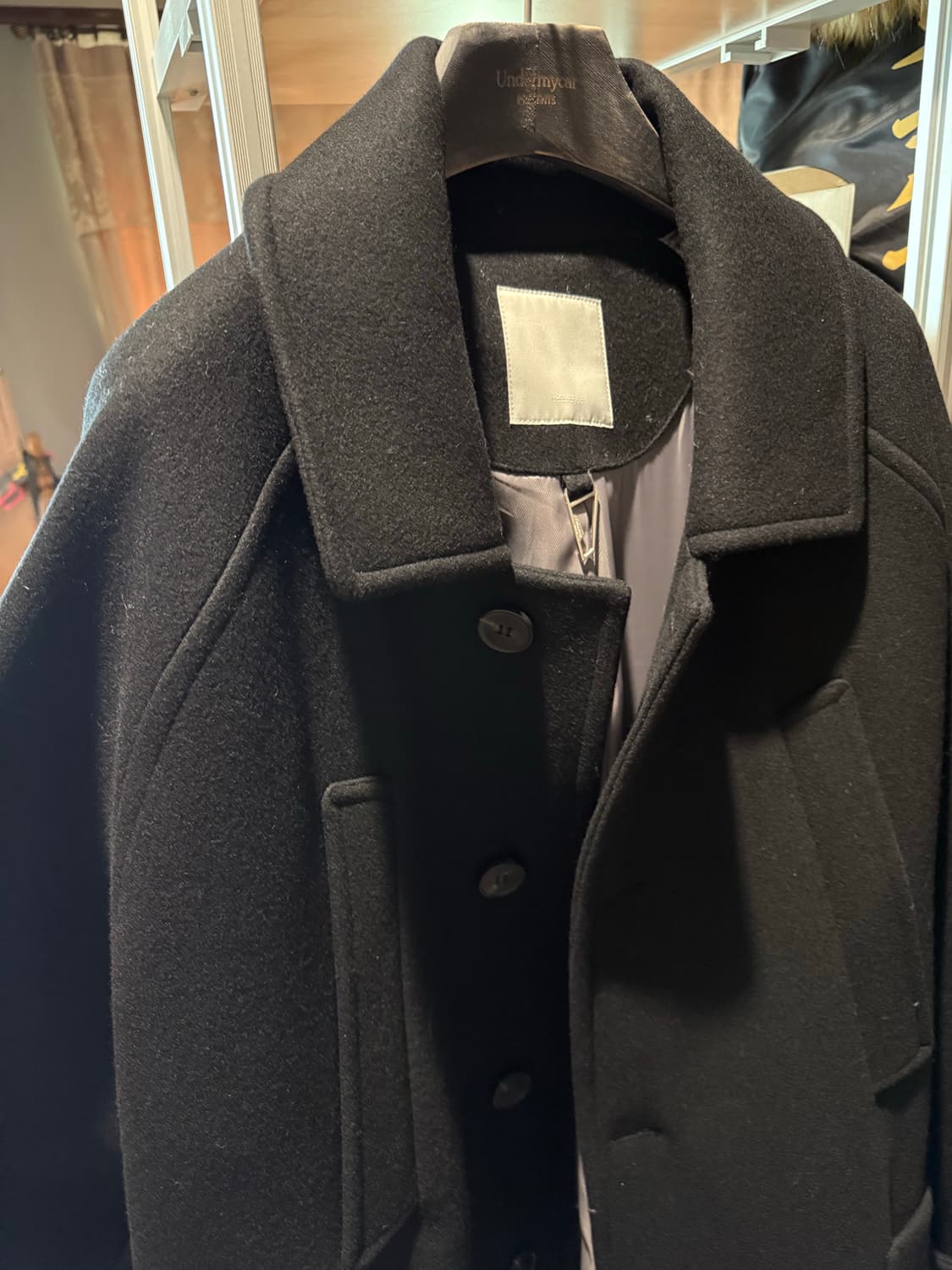 언더마이카 발마칸 오버사이즈 울 코트 블랙 상품이미지3