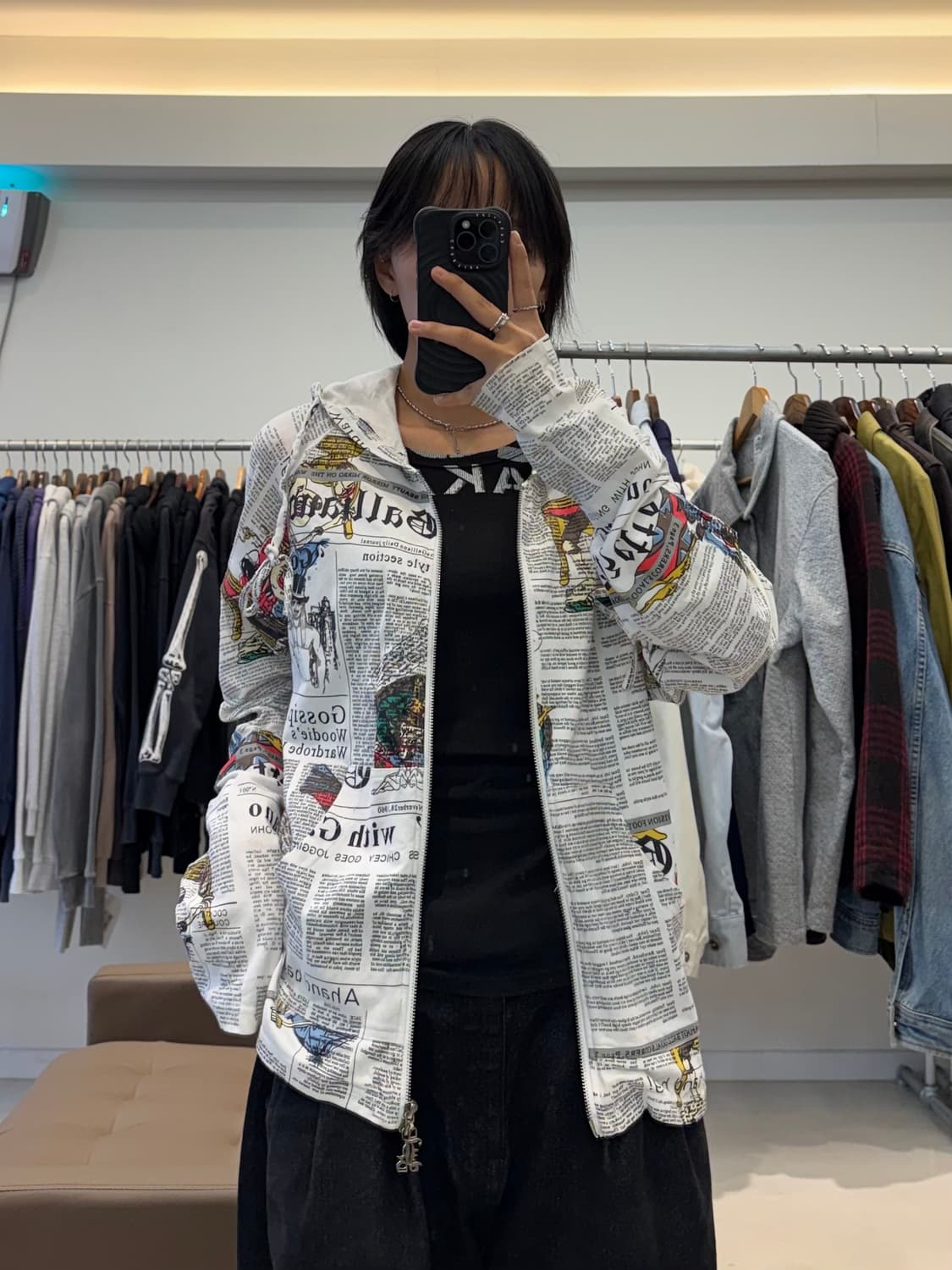 존 갈리아노 00s 뉴스페이퍼 프린트 후드집업 상품이미지7