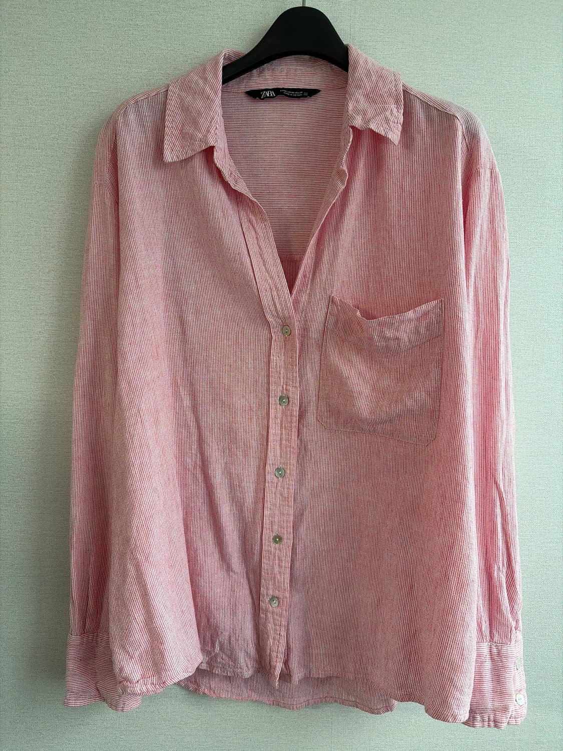 ZARA 린넨 스트라이프 셔츠 EUR M 상품이미지1