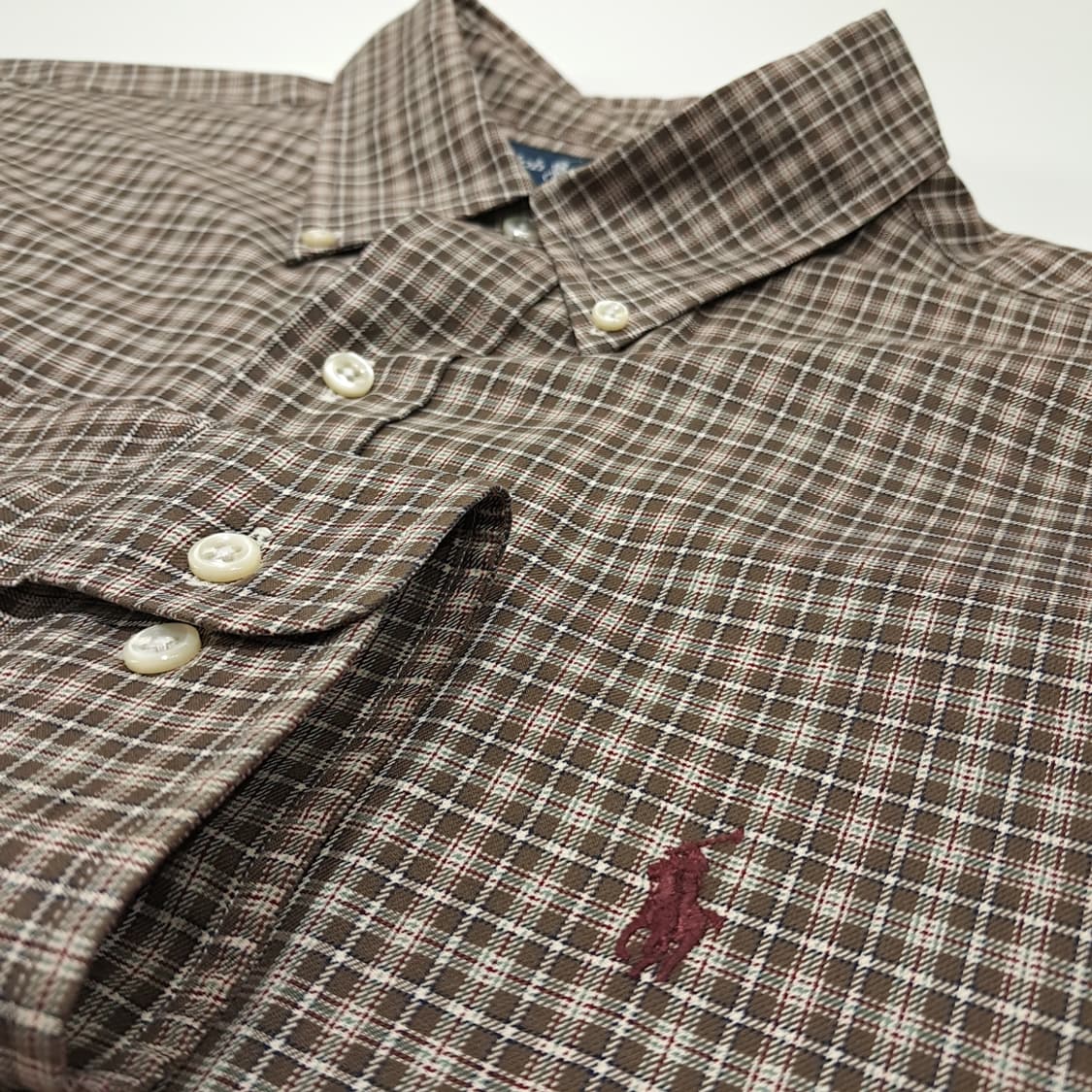 CL767 XL 폴로 90s 홍콩판 스몰 웨일즈 오브 프린스 체크 셔츠 상품이미지4