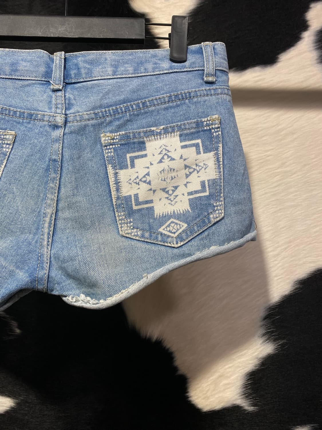 Japanese vtg 에스닉 문양 프린팅 데님 숏츠 상품이미지6