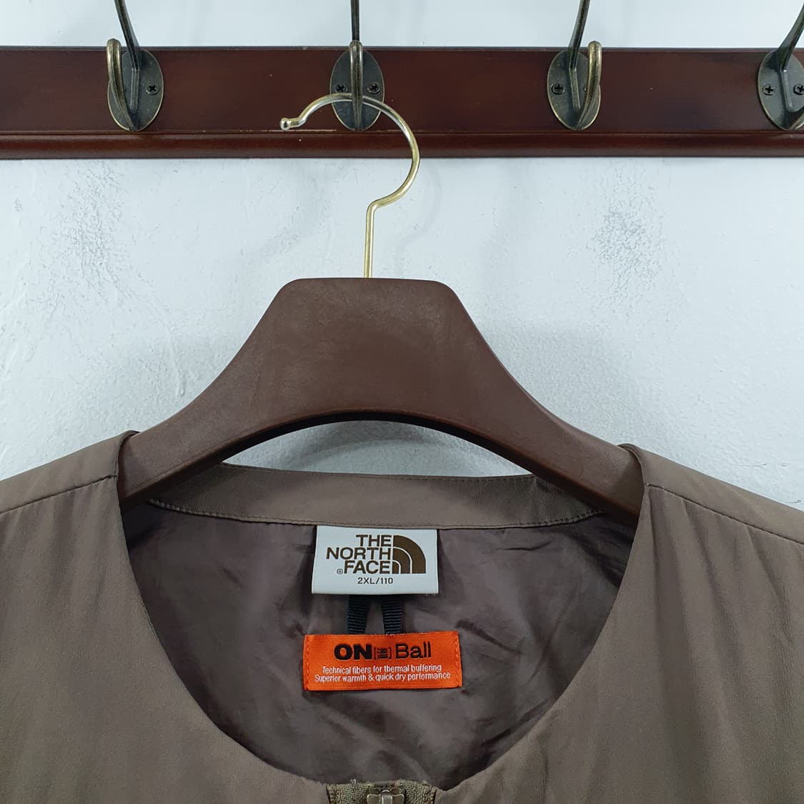  2XL 노스페이스 남성 카키 노카라 퀄팅 오버핏 경량 패딩 점퍼 상품이미지3