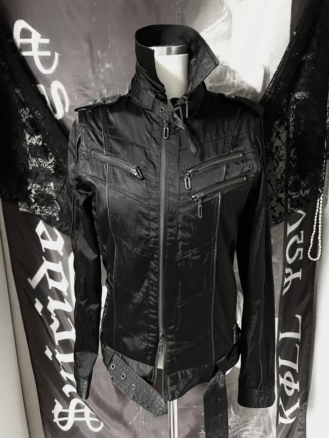 착샷o 바이커벨티드집업자켓 일본빈티지락시크펑크고스고딕버커루00s핀터나나깔 상품이미지1