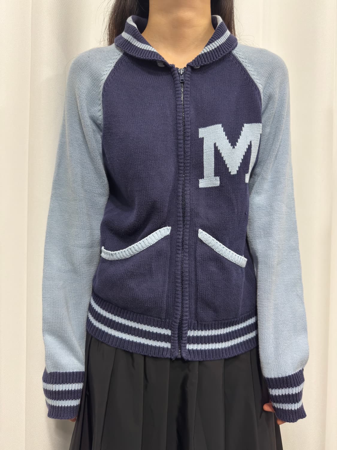 blue knit zipup 상품이미지1