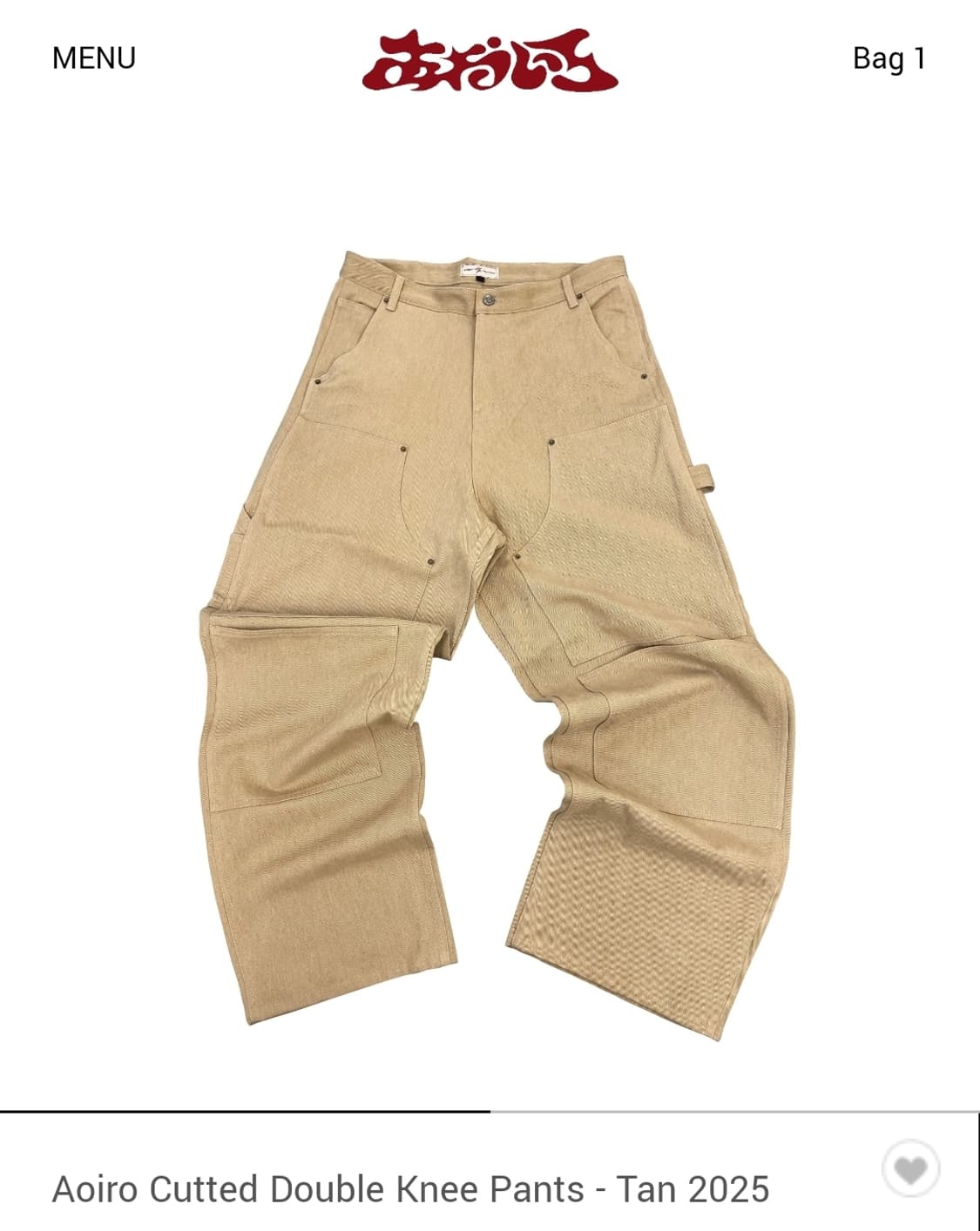 [3 Size 판매] 아오이로 커티드 더블니 팬츠 - Tan 2025 상품이미지1