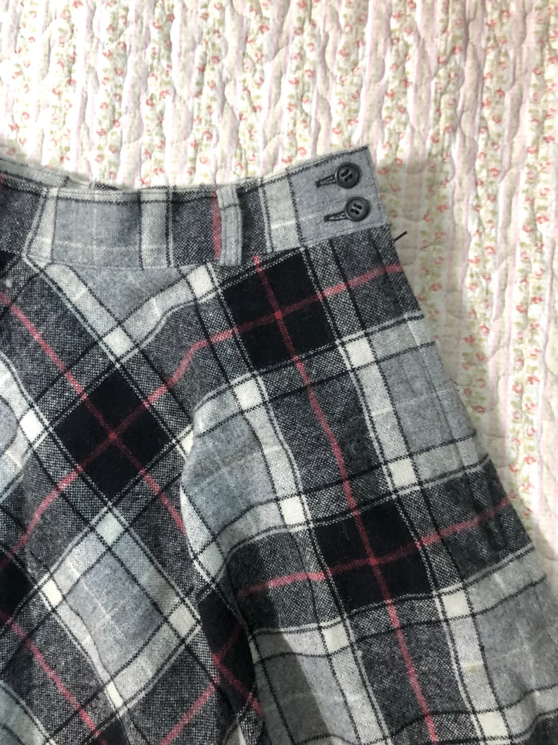 Red point check long skirt 상품이미지2