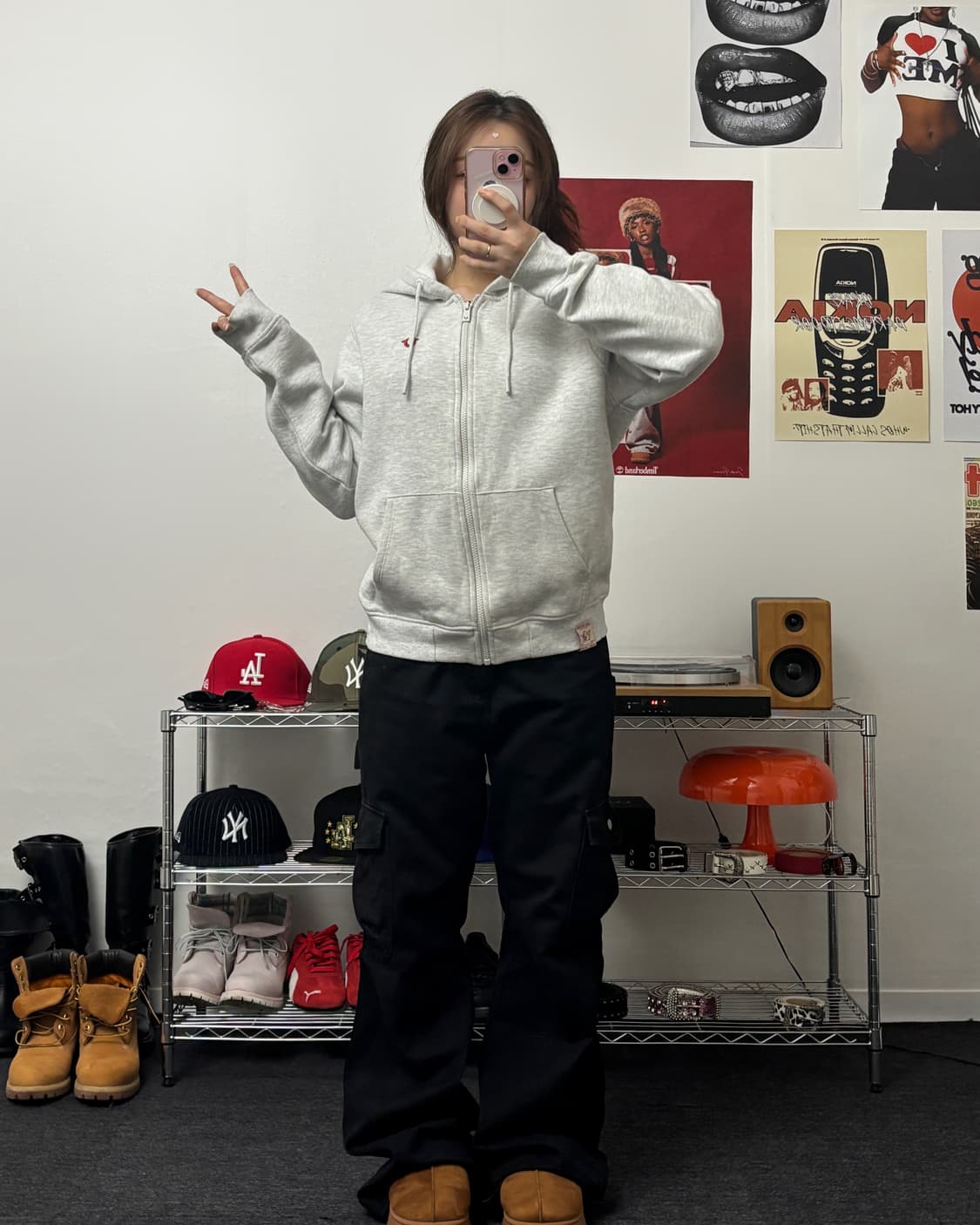 트루릴리젼 베이직 로고 후드집업 오트밀 상품이미지4