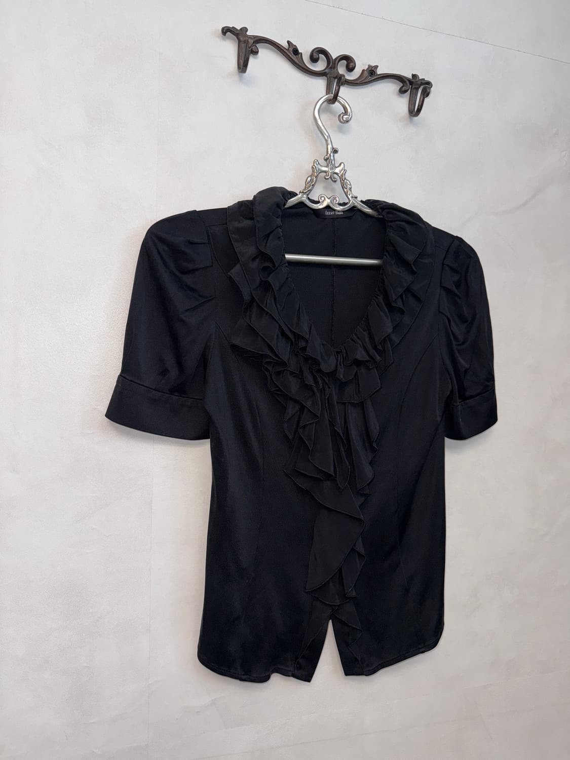 Black ruffle geek chic button blouse  상품이미지2