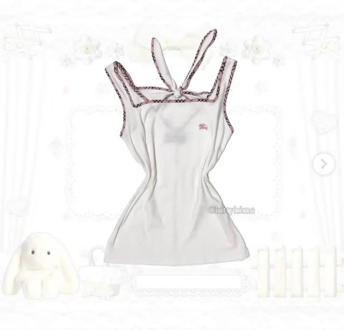 버버리 블루라벨 핑크 노바체크 슬리브리스 상품이미지1