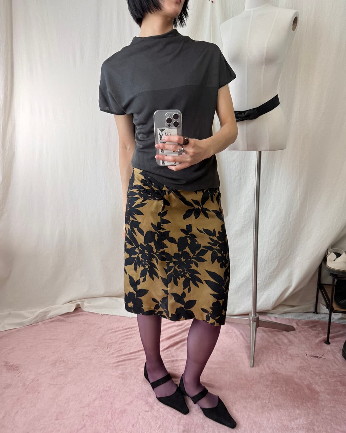 Ballsey 플라워 실크 스커트 상품이미지2