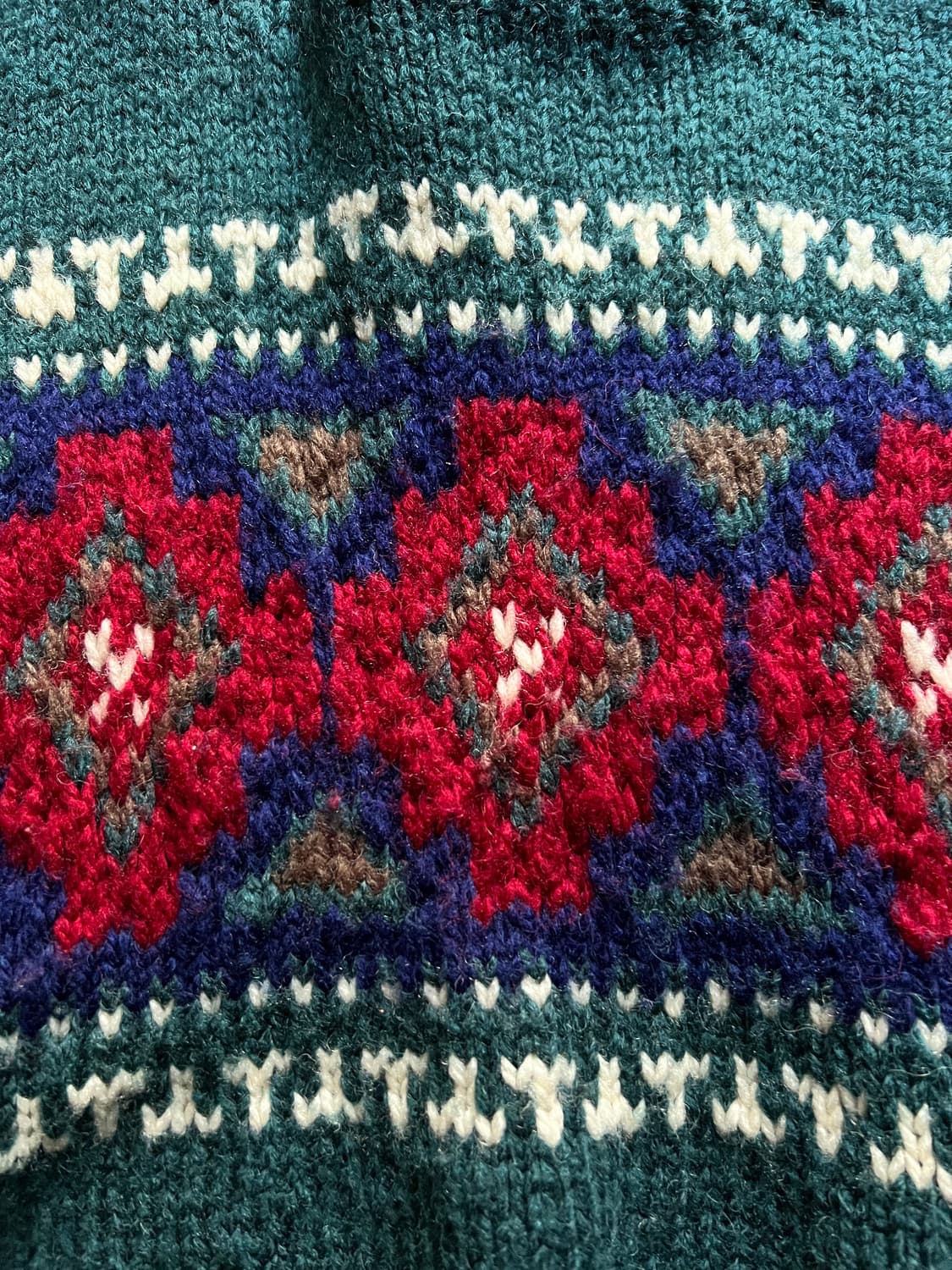 [L]90's 빈티지 패턴 그린 울 스웨터 상품이미지4