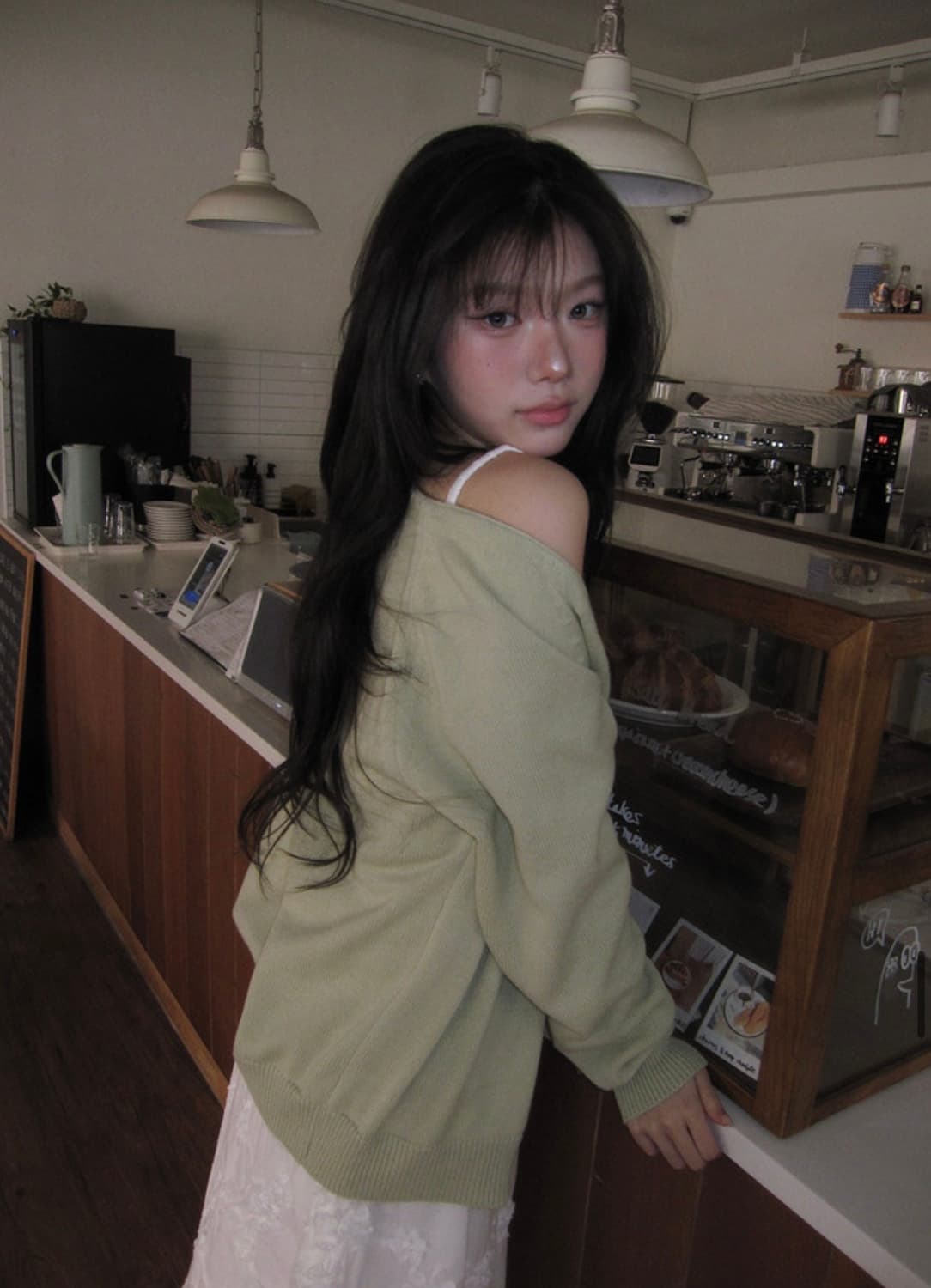 모디무드 에이블리 말차롱 데일리 하프 가디건 민트 상품이미지6