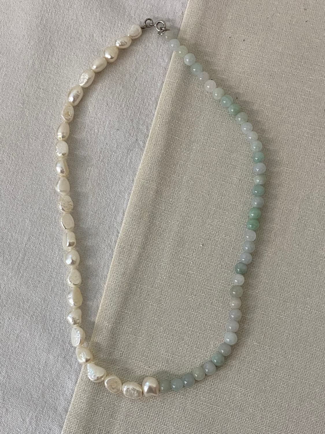 담수진주&옥 목걸이(silver) 상품이미지1