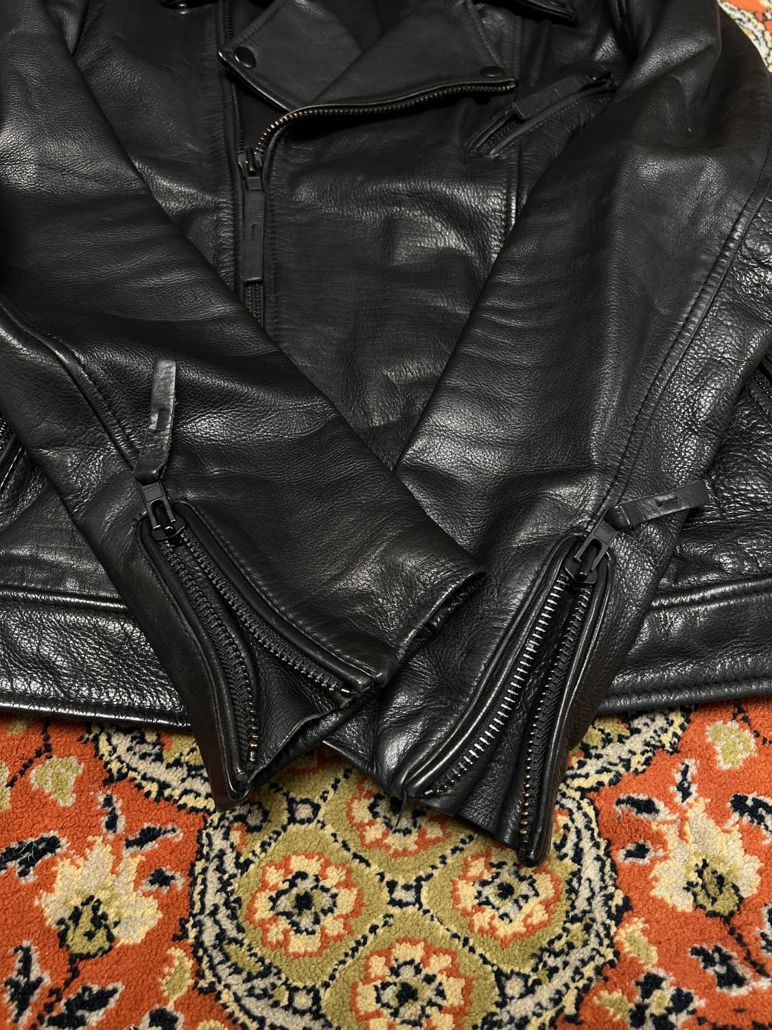 [42R] H&M 프리미엄 카우하이드 더블 라이더 가죽자켓 상품이미지6