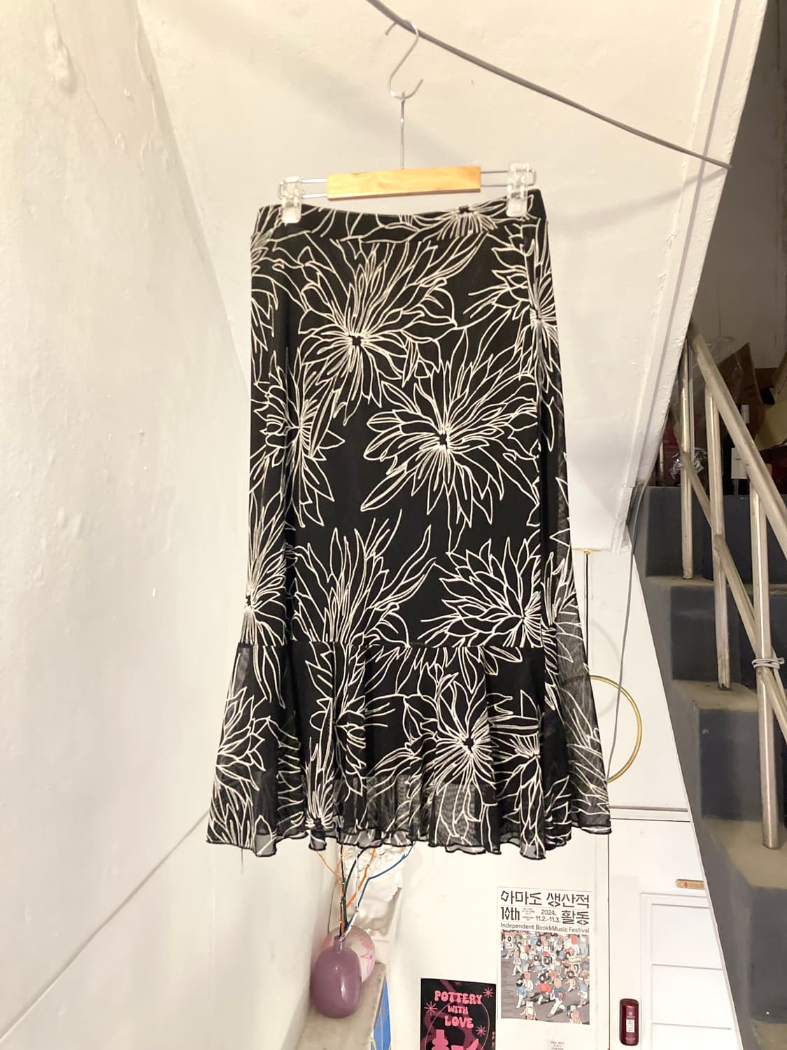 y2k 플라워 스판 미디 스커트 상품이미지5