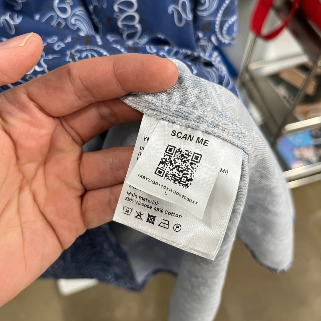 8by yoox 비스코스/코튼 페이즐리 반팔 셔츠 XXL 상품이미지5