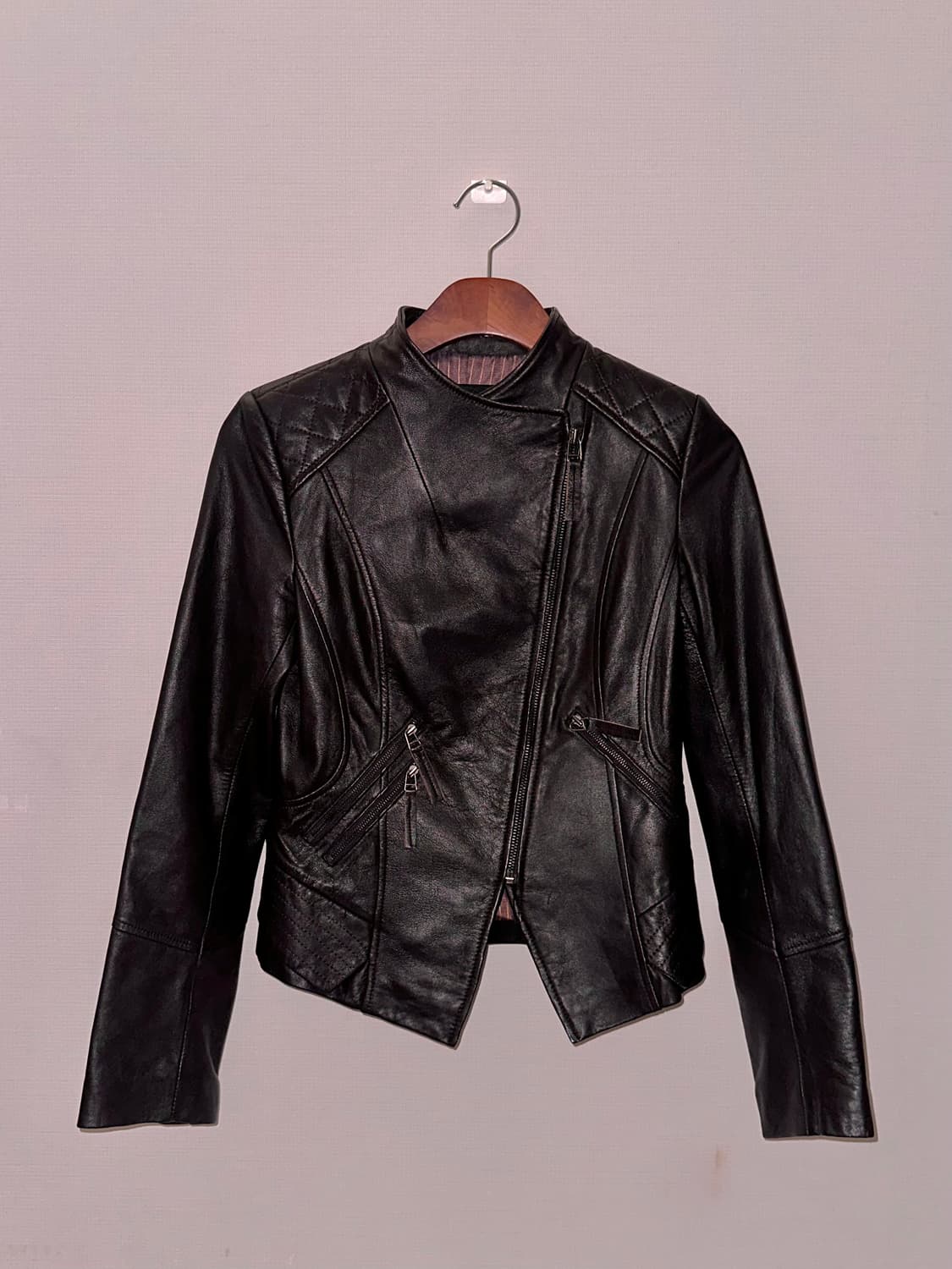 빈티지 비대칭 양가죽자켓 상품이미지1