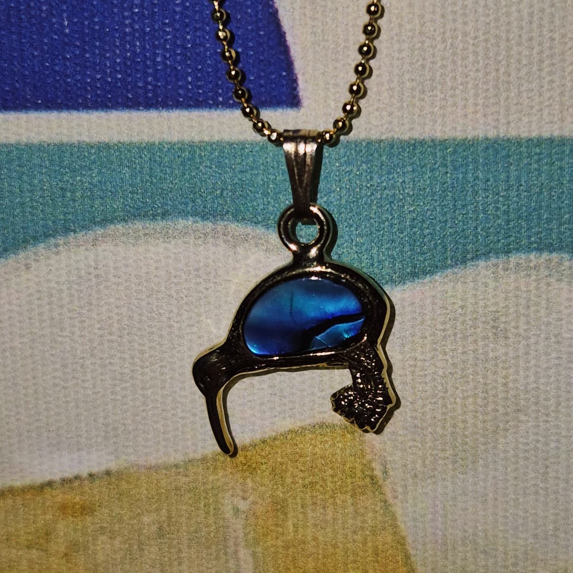 80s 뉴질랜드 파우아 자개 22k 키위새 목걸이 상품이미지7