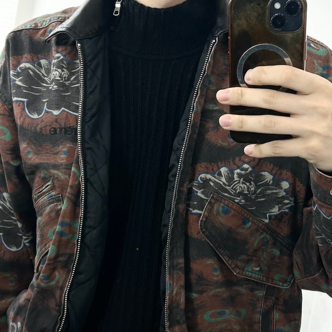 슈프림 23FW 레더카라 유틸리티 자켓 피콕 상품이미지4