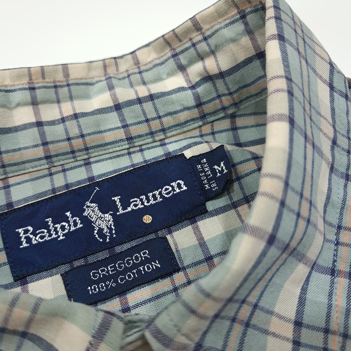 CL449 M 폴로 90s 파스텔 블루 멀티체크 버튼다운 셔츠 남방 상품이미지3